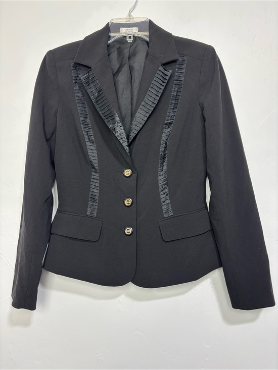Cache Jackets & Blazers - Cache Women's Black Tailored Blazer Pleated Silk Trim Office Career Tuxedo 6